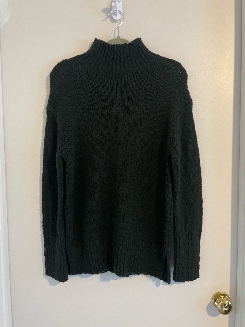 NWT Vince Chunky Knit Mock Neck Sweater XS Dark Olive Green Wool Blend Oversized